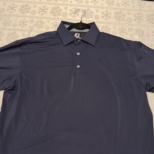 FootJoy Dark Blue Golf Polo with Striped Collar